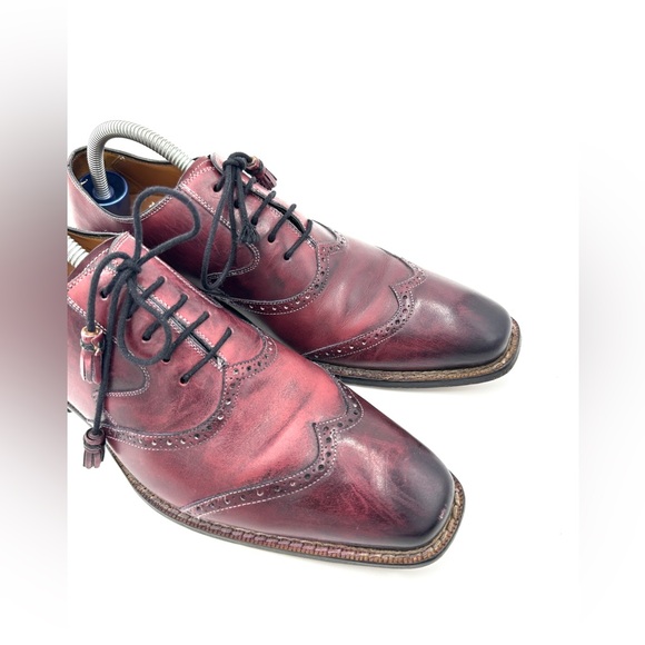 Mezlan Mens‎ Size 8M Burgundy Leather Wingtip Oxford Dress Shoes main image 5